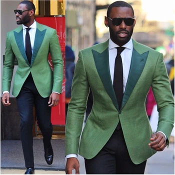 

Custom Green Men Suit Wedding Suits for Men Slim Fit 2 Piece Groom Tuxedos Style Party/Prom Suits Groom Suits (Jacket+Pants)