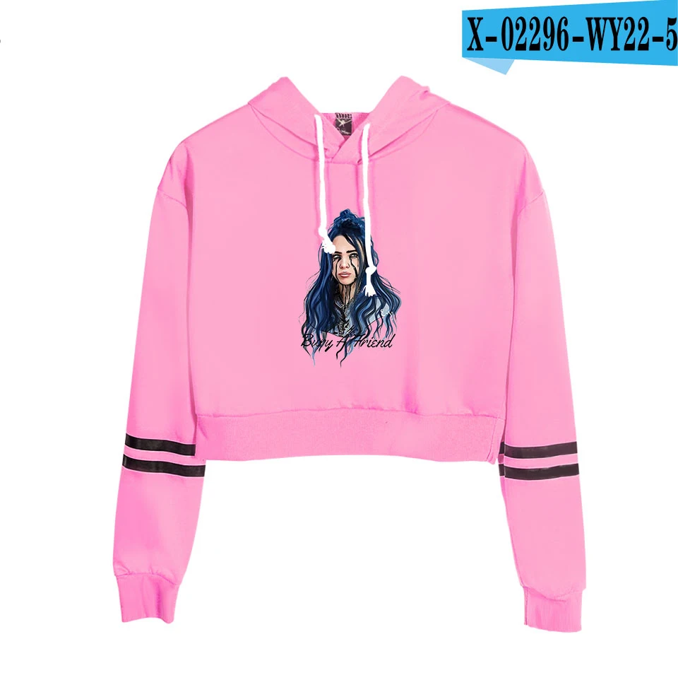 Список Billie Eilish, укороченный топ, толстовки для женщин, Kpop, хлопок, Harajuku, высокое качество, Billie Eilish, розовые толстовки с капюшоном для девочек - Цвет: pink