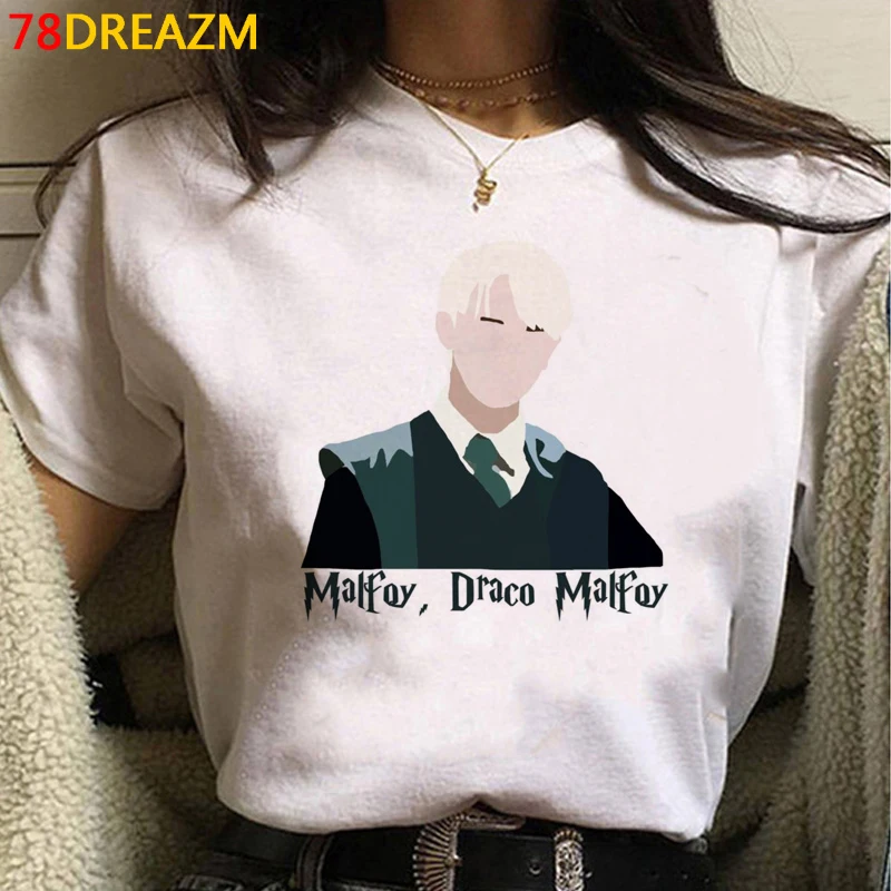 Футболка draco malfoy летний топ женская футболка с принтом в японском стиле 2021 белая