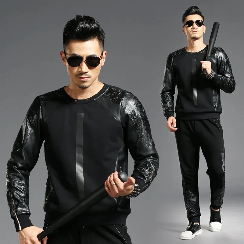 

Tao bai ye Autumn And Winter Europe And America Cool Men Casual Sports Clothes Set Fight Skin Two-Piece Set 2857/K857