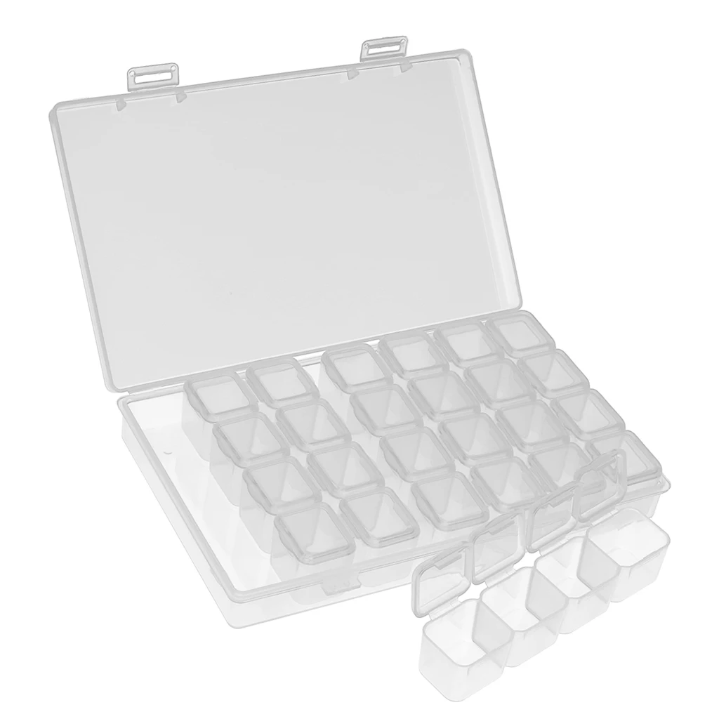 28 Grids Transparent Plastic Storage Box Empty Container Case Holder for Decorations Rhinestone Bead Stuffs Nail Art Tips Tools