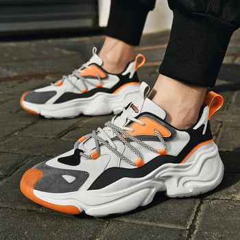 

High Quality Men Chunky Sneakers Thick Sole Men Running Shoe Trending Design Summer Walking Shoes Reflective Cool Walking Shoes