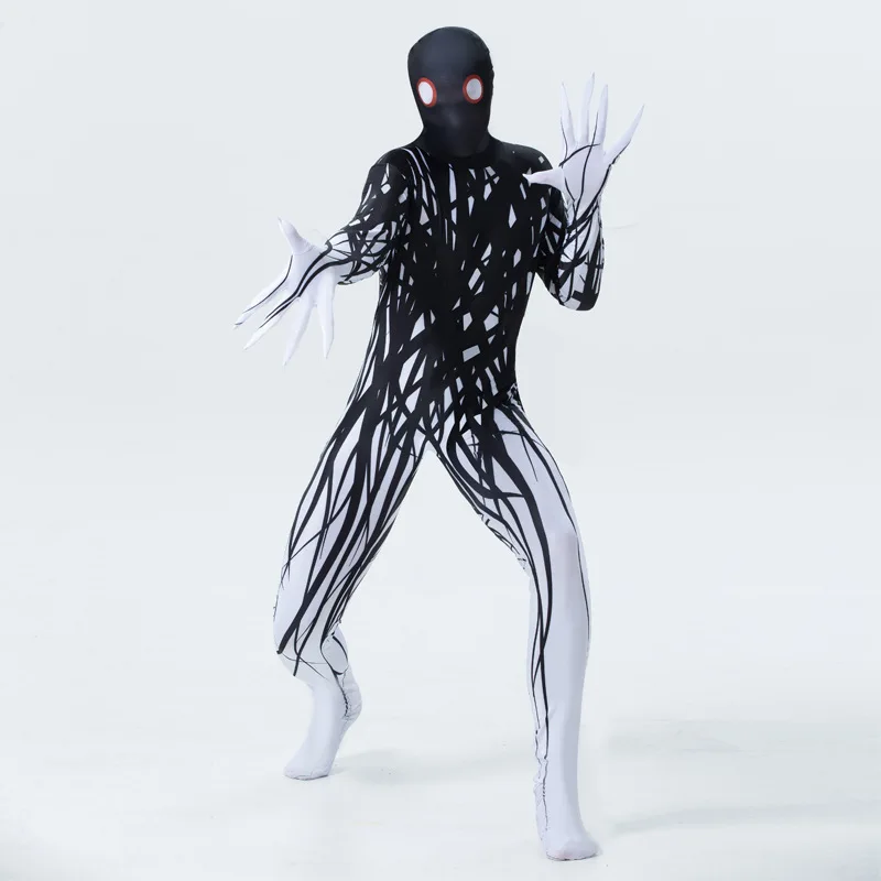 Хэллоуин черный призрак полная кожа подтяжки деформации одежда Zentai игры представление комбинезон для мужчин Косплей Аниме ролевые игры