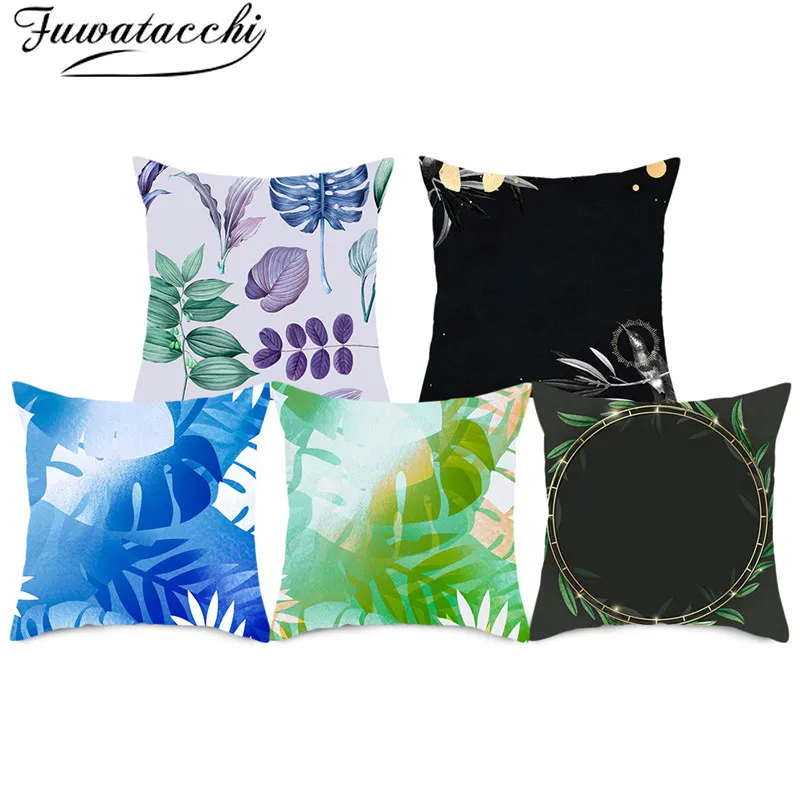 

Fuwatacchi Spring Green Leaves Cushion Cover Home Decorative Flower Square Pillow Case For Bedroom Sofa Soft Throw Pillow Covers
