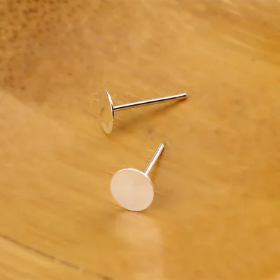 10pcs/bag 925 Sterling Silver Earrings Settings 3/4/5/6mm Blank Round Base Cabochon Stud Ear Flat Posts Pure Earring | Украшения и