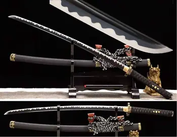 

Handmade Sharp Japanese Sword Samurai Katana T10 Clay Tempered Steel Blade Tachi Full Tang