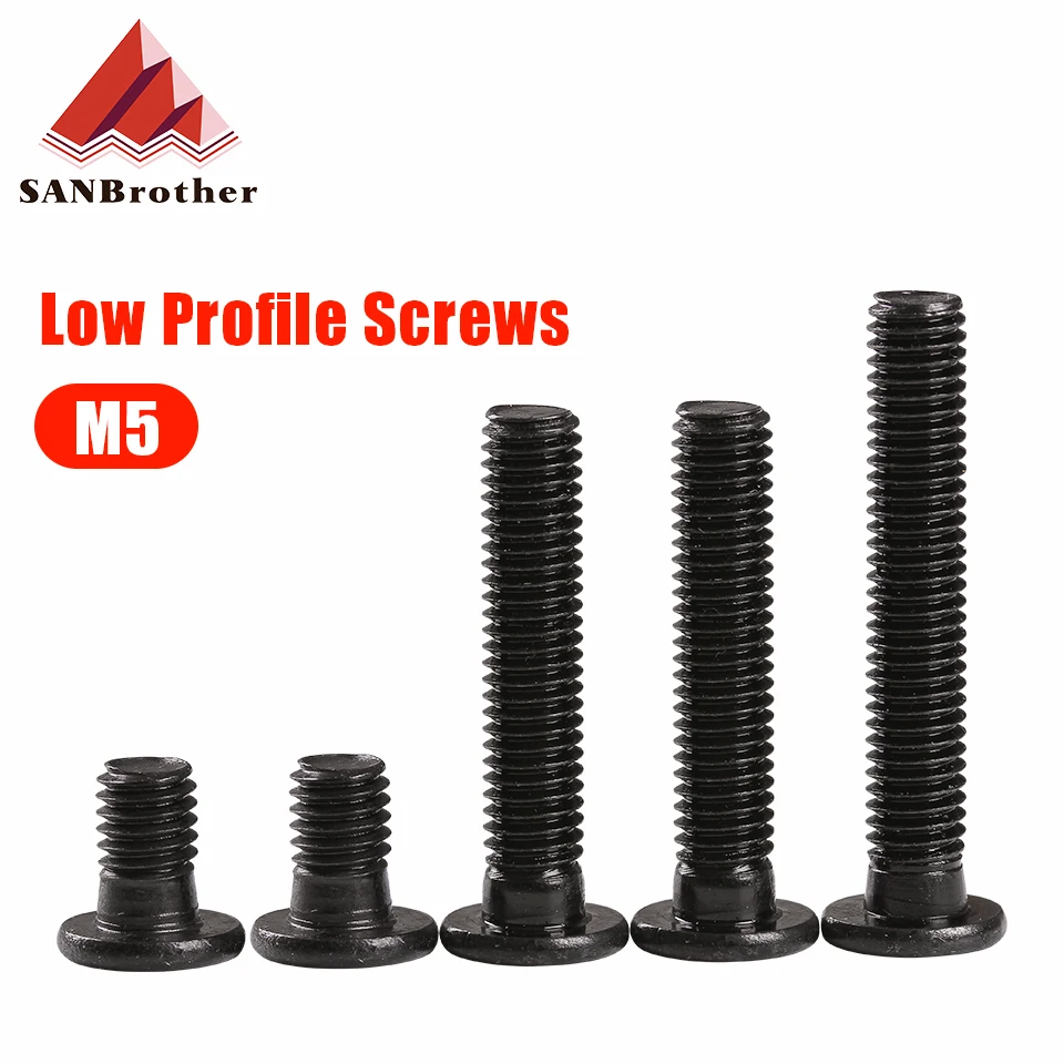 3D Printer Parts M5 Low Profile Screws M5*6/8/10/12/15/20/25/30mm black color M5 Low Profile Screws