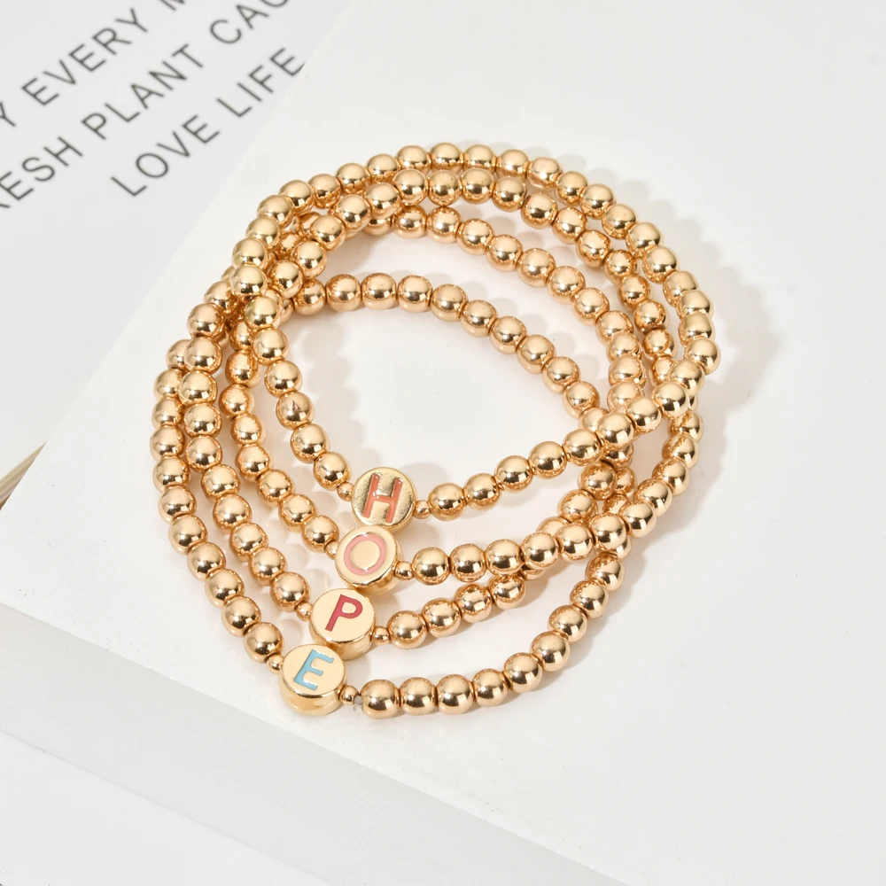 ZMZY Gold color Friendship Lucky Bead Handmade 26 Letter