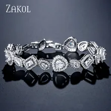 ZAKOL нерегулярные AAA кубического циркония любовь сердце модные свадебные ювелирные изделия браслет для женщин свадебный ужин подарок на день рождения FSBP2130
