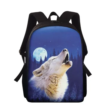 

Animals Wolf Print School Bags Newest Blue Waterproof Book Backpacks Large Capity College Bags Mochila Escolar Menino