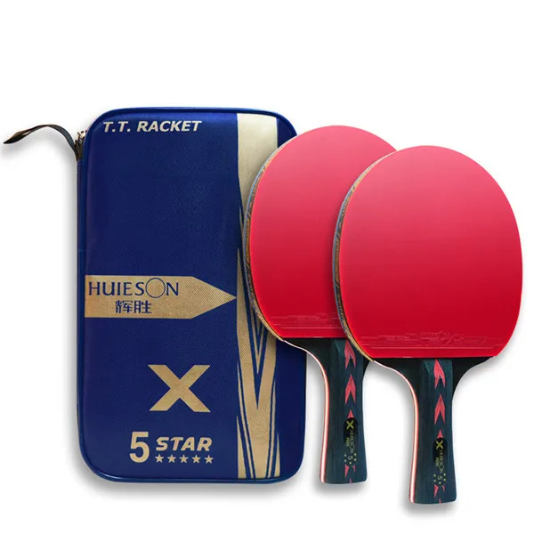 2 FL Handle Huieson 2Pcs Upgraded 5 Star Carbon Table Tennis Racket Set Lightweight Powerful Ping Pong Paddle Bat with Good Control - Цвет: 2 FL Handle