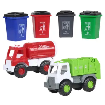 

Children Sanitation Truck Car Garbage Classification Bins Model Pretent Play Toy New