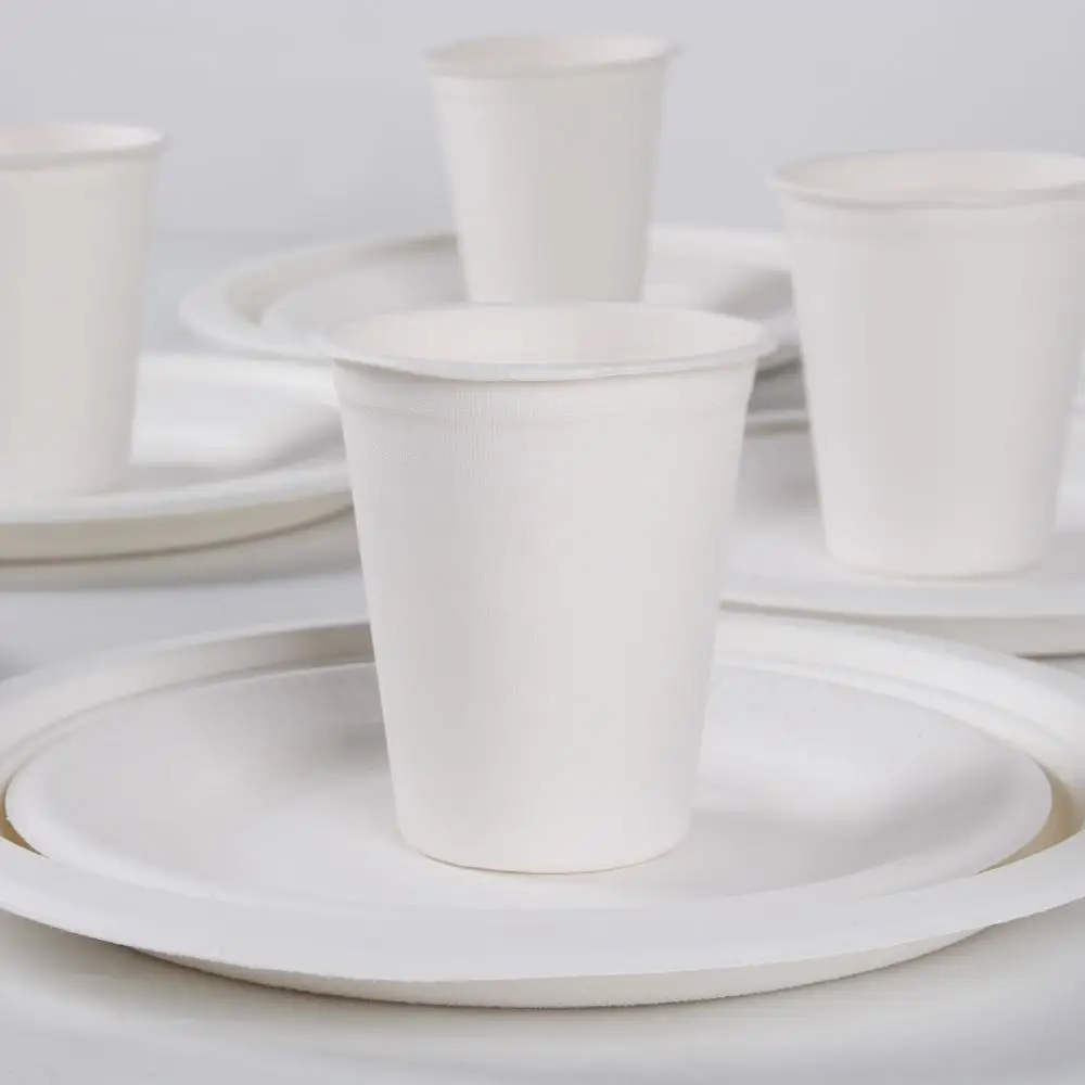 QIFU 300pcs White Degradable Tableware Set Recycling Plastic Plates Knife And Fork Wedding Party Happy Birthday Party Supplies