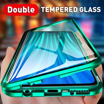 

360° Magnetic Adsorption Metal Flip Case For Xiaomi Redmi Note 8T 8 T Double Sided Glass Magnet Cover For Redmi Note 8 Pro Case