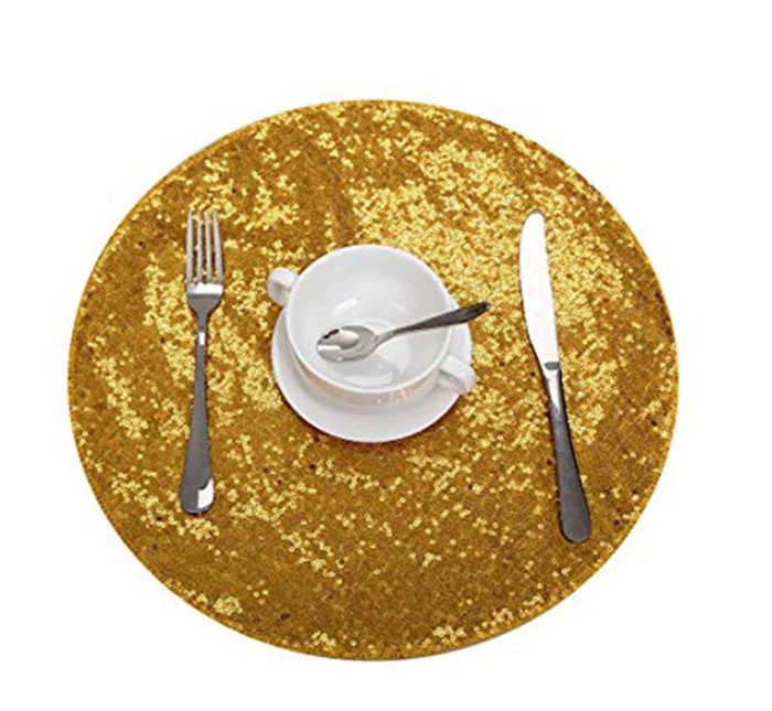 Gold Paillette столовые приборы для обеденного стола подставки для кухни Рождественский домашний Декор круглые подставки для напитков Нескользящие чашки кофейные коврики колодки - Цвет: Gold