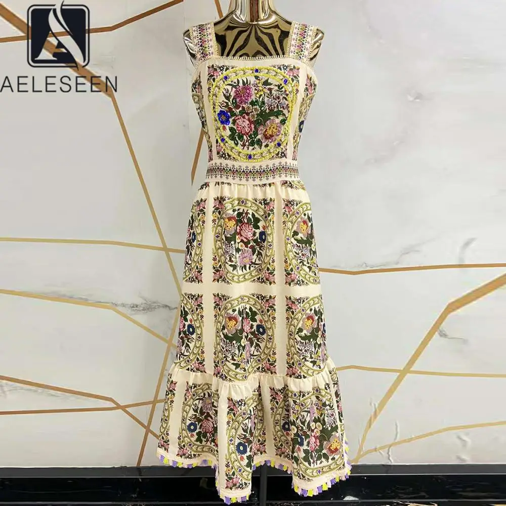 AELESEEN Luxury Designer Women Dress Summer Runway