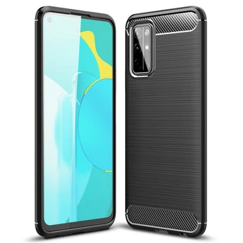 

30pcs/lot Shockproof Rugged Brushed Soft TPU Armor Carbon Fiber Case For Huawei Honor 30S