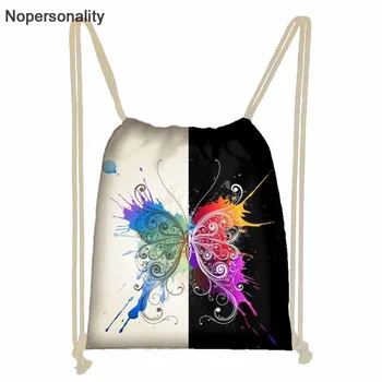 

Nopersonality Casual Women String Bags Beauty Butterfly Design Reusable Drawstring Backpack for Ladies Girls Sport Bagpack