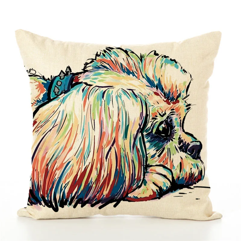 45*45 см окрашенная собака креативная льняная подушка для щенка наволочка офисный Поясничный наволочка для дома вечерние текстильная подушка подарок на день рождения - Цвет: M