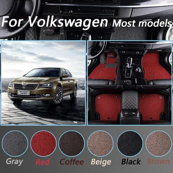 

Waterproof Floor Mats Car Floor Mats For Volkswagen VW Touran Polo Tiguan Jetta Touareg Golf Scirocco Luxurious Double layer