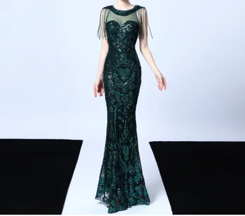 

Vestidos Long Dress 5 Colors Elegant Shining Bodycon Tassel Celebrity Evening Party Dress Fashion Women Sexy Dress