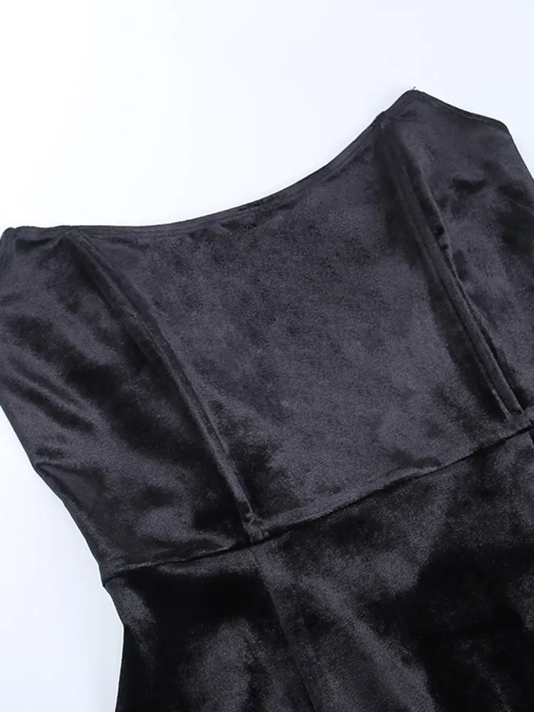 Elegante minivestido de fiesta con un solo hombro y mangas abullonadas, de patchwork, sin espalda, sexy, ajustado, para noche y club, 2025