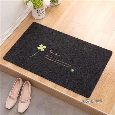 Front Door Mat Carpet 40x60cm Polyester Fiber TPR Anti-Slip Floor Mat Home Decorative Entrance Doormat Indoor Outdoor - Color: Black