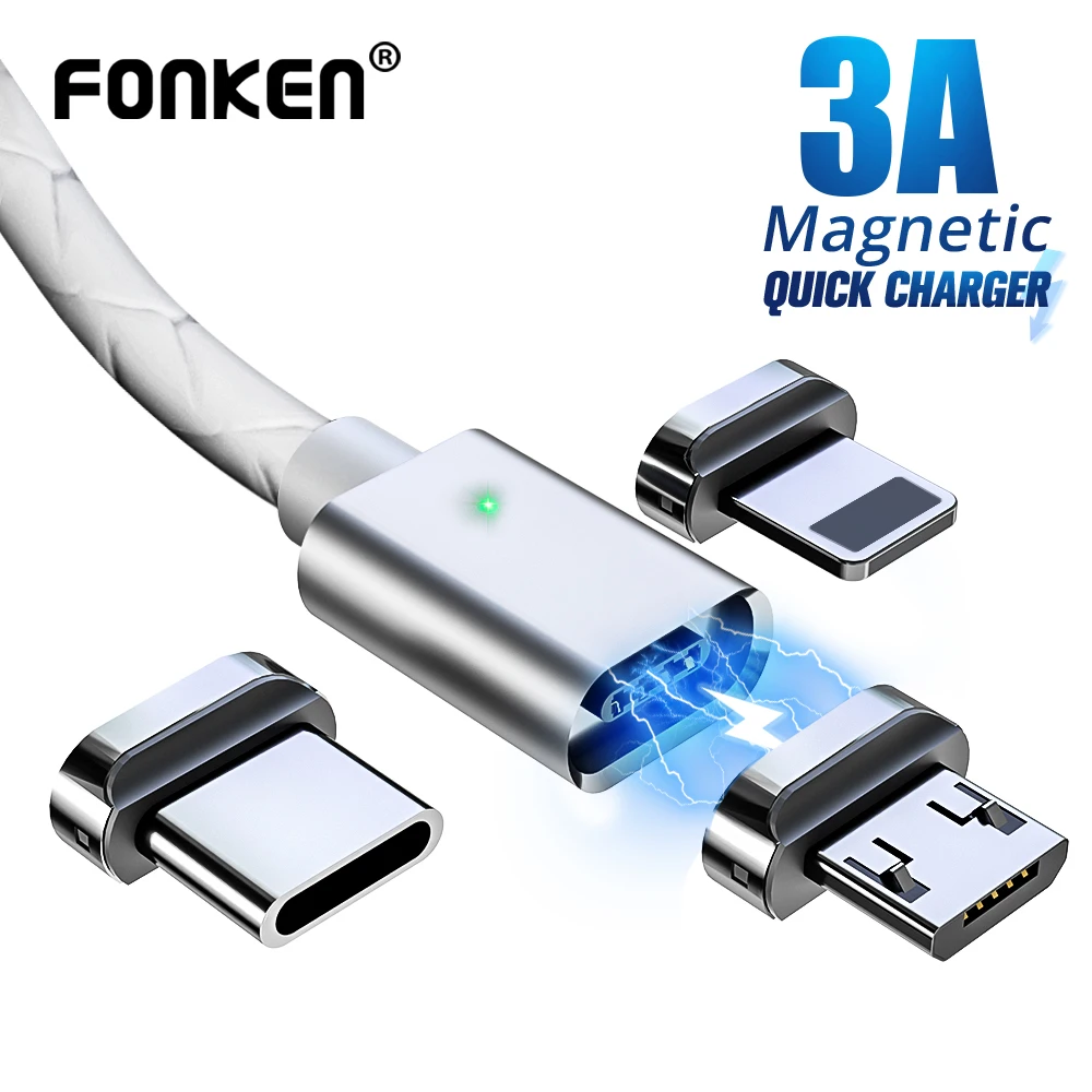 Магнитный кабель FONKEN USB Type C зарядный шнур для передачи данных магнитный телефона