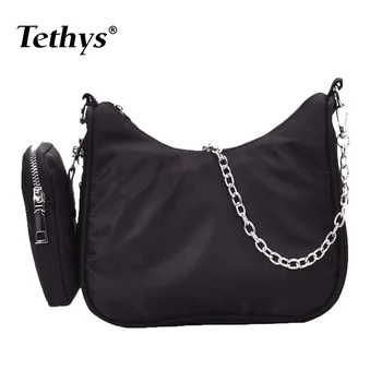 

Canvas bag women 2019 new wild retro hong kong style nylon bag shoulder messenger bag women