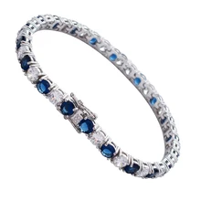 Хип хоп микро pave синий белый циркон Цвет Браслет ice out МУЖСКАЯ ТЕННИСНАЯ цепь браслет Шарм ювелирные изделия