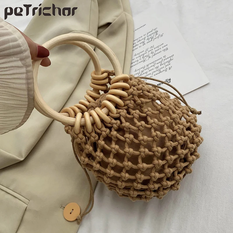 

Ring Handle Grid Design Totes For Women 2020 Handbags and Purses Female Summer Chic Mini Hand Bag Fashion Weave Small Tote Bag