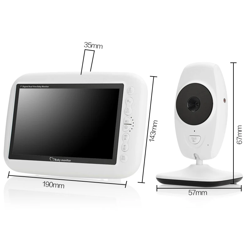  2.4G Wireless Baby Monitor 7 inch LCD Display Baby Monitor Night Vision Intercom Lullaby Nanny Vide