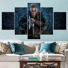 Leinwand Rahmen Kunst Für Wohnzimmer Wohnkultur Valhalla Viking Kunstwerk 5 Stück assassins Creed Wand Bild Drucken Malerei poster
