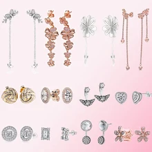 925 пробы серебряные классические подлинные серьги с цветами и бахромой дамские очаровательные модные DIY Ювелирные изделия