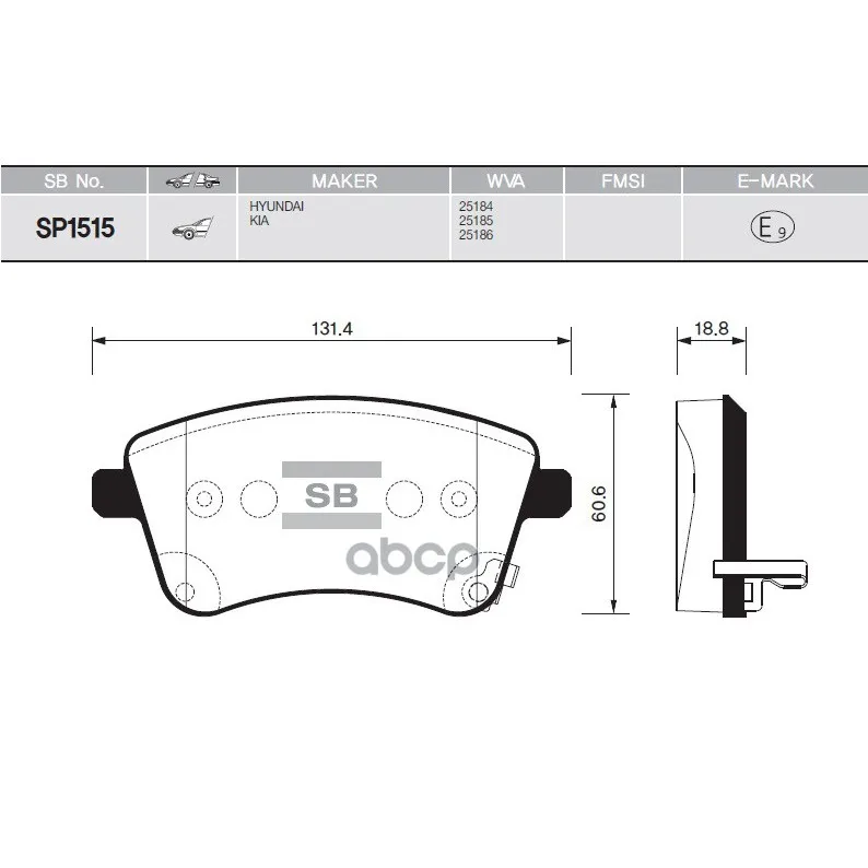 Колодки Тормозные Kia Venga 10- Передние Sangsin Brake Sp1515 Sangsin brake арт. SP1515