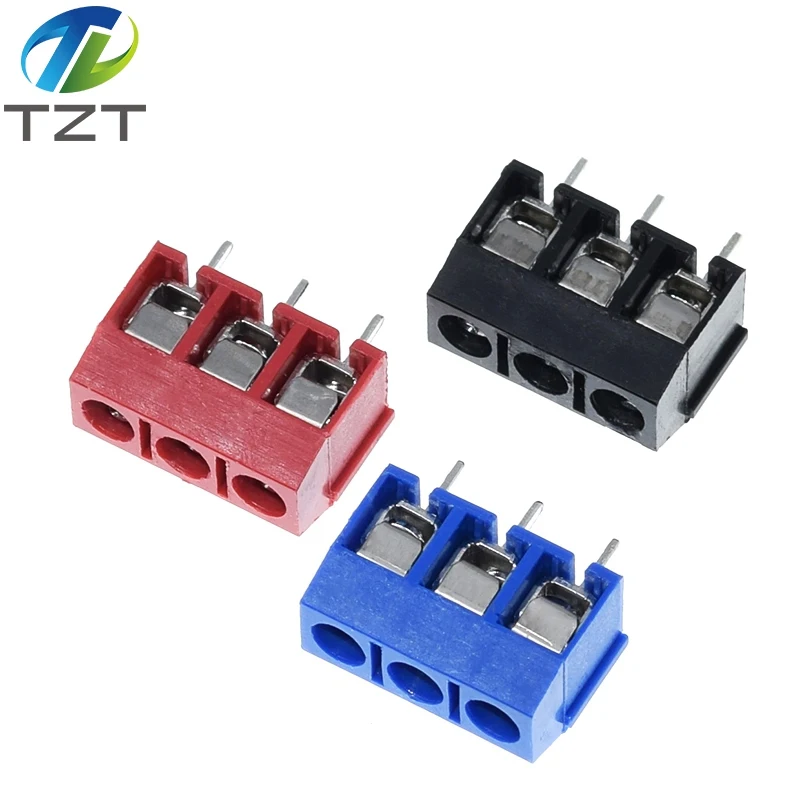 10PCS KF301- 3P screw 5.0mm terminal block 3 Pin Spliceable pcb Connector Black Red And Blue | Электронные компоненты и