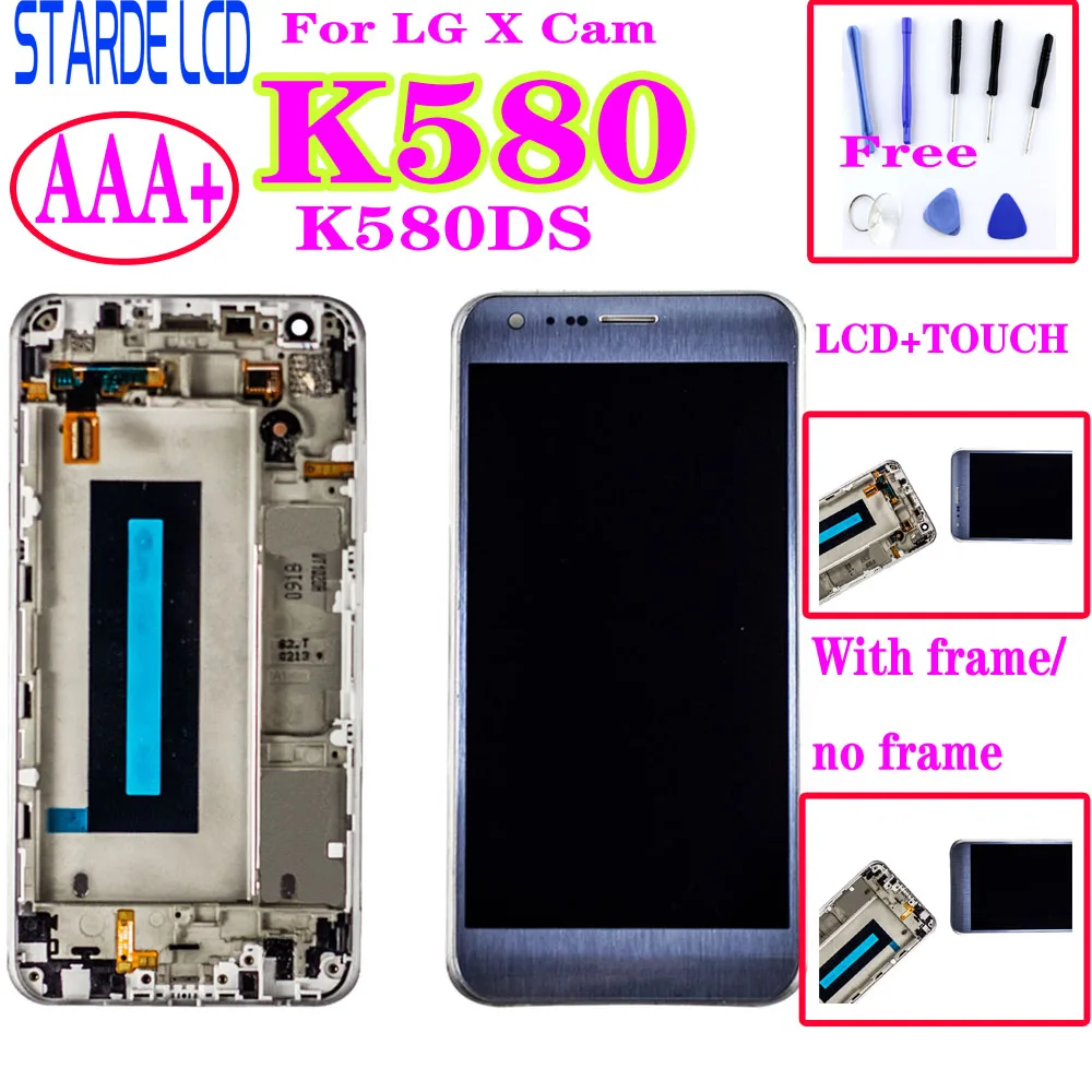 

100% Tested AAA+ For LG X Cam K580 LCD Display with Touch Screen Digitizer Assembly With Frame K580DS Screen Replacement