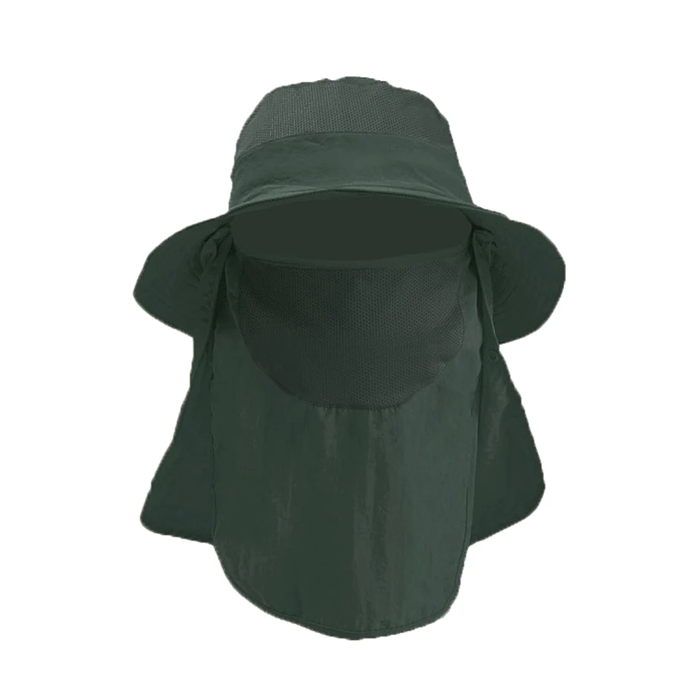 Мужская Солнцезащитная шляпа для велоспорта, рыбалки, быстросохнущая УФ-защита для лица, шеи, головной убор, Кепка - Цвет: Армейский зеленый