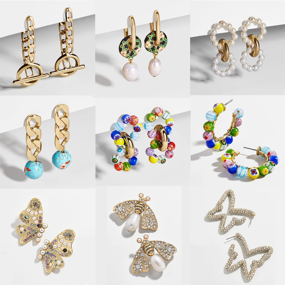 Женские Разноцветные серьги Ba с бабочкой и Пчелой эффектные свадебные бисером 21