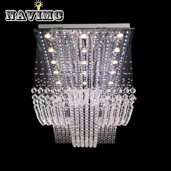 

Modern Luxury Double Wave Curtain LED Crystal Chandelier for Hotel Lobby