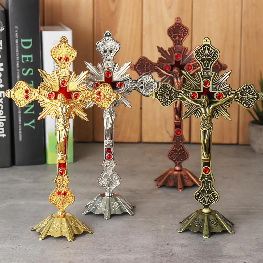 

1pc Fine Workmanship Zinc Alloy Antique Catholic Religious Altar Standing Wall Crucifix Cross Church Decoration