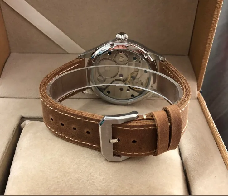 Мужские часы с сапфировым или минеральным стеклом 44 мм синим циферблатом