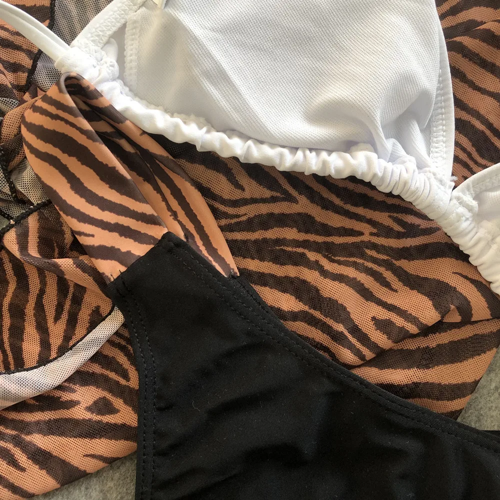 Leopard Swimsuit 3 Pieces Bandage Sexy Bikini 2020 Bandeau Swimwear Women Mesh Crop Top Bathing Suit Women Bathers Biquini Femme Leopard Swimsuit 3 Pieces Bandage Sexy Bikini 2020 Bandeau Swimwear Women Mesh Crop Top Bathing Suit Women Bathers Biquini Femme