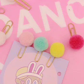 

2pcs/lot Cute Hairball papercilp Modelling Paper Clips Fashion Business Office Lady Style Office Stationery DIY decor bookmarks