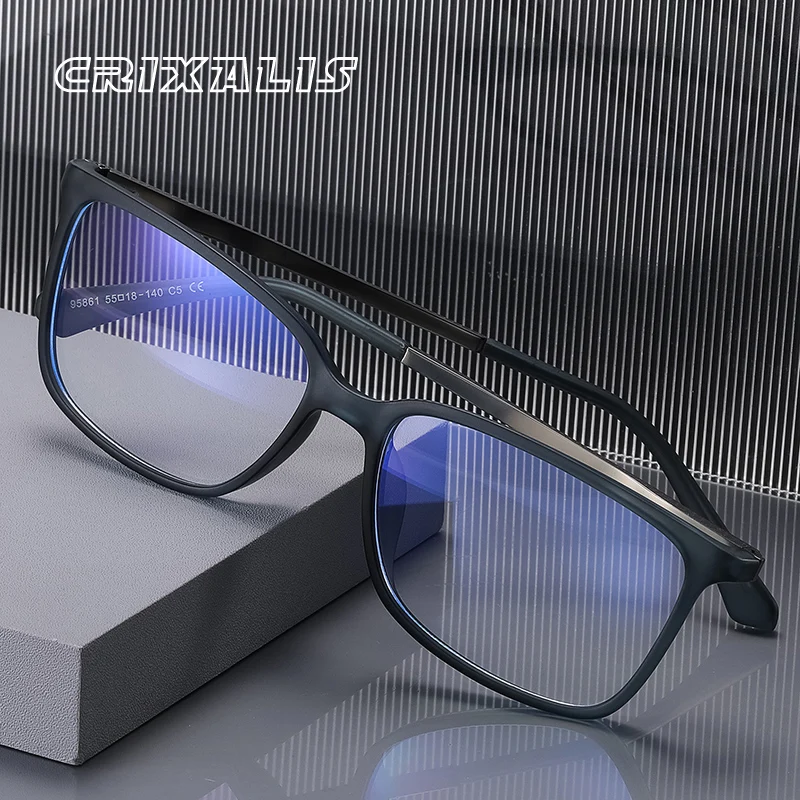 

CRIXALIS Fashion Acetate Blue Light Glasses For Men Women Anti Fatigue Gaming Computer Eyeglasses Male Transparent Eyewear Frame