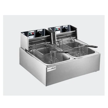 

Stainless steel thick electric fryer 12L double cylinder commercial kitchen French fries deep fryer