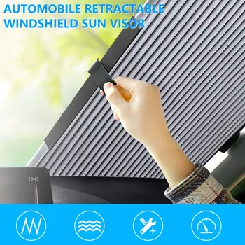 

46/65/70/80CM Car Front Windshield Sunshade Covers Retractable Sun Visor Upgarde UV Protection Curtain Rear Window For SUV Truck