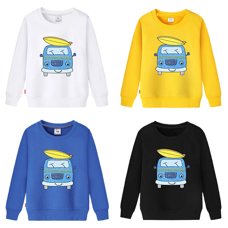 

Kids Sweatshirts Hoodies Cartoon Print Car Bus Baby Boys Girls Clothes Clothing Infant Toddler Children Hoodied Tops Fashion