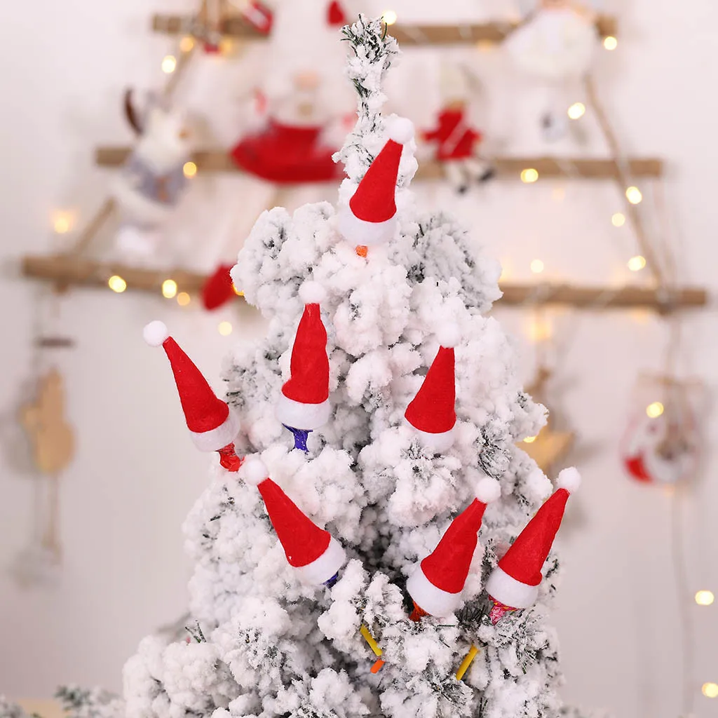 10 шт Мини леденец Рождественская шляпа Санта Клаус шляпа орнамент Рождество леденец Свадебные шляпы Рождественская елка Висячие подарок домашний декор