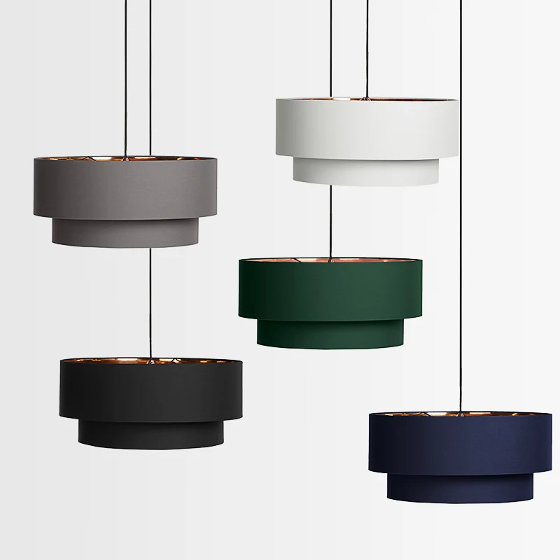 Nordic cloth cover Art Chandelier simple modern bedroom warm study teahouse restaurant bar counter round hanging lamp | Лампы и